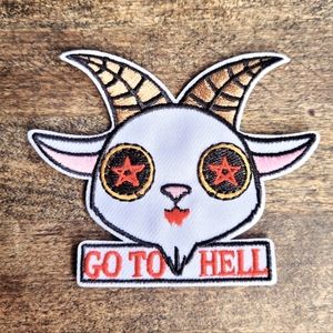 Goat Satan Cutesy Occult Embroidered Iron on Patch